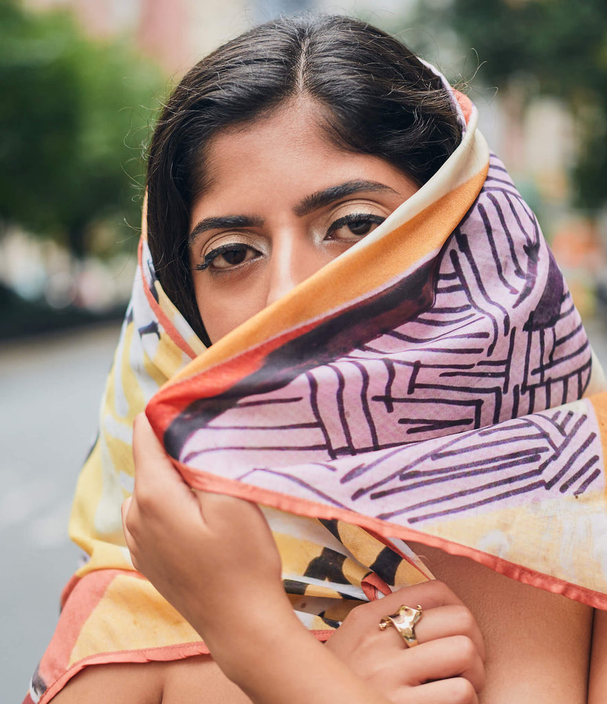 Morning Yellow - New York Style Printed Pure Silk Scarf