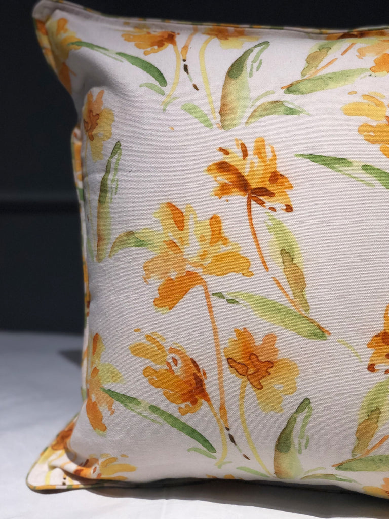 White and Yellow Daffodil garden Printed Cushion Cover